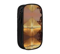 NBHDZENGW Louvre Museum in Paris Large Capacity Double Layer Pencil Case,Custom Printed Durable Polyester Organizer for School, Office, Travel, Art Supplies Makeup