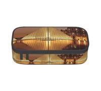 NBHDZENGW Louvre Museum in Paris Large Capacity Oxford-Cloth Pencil Case, Full Print Stationery Pouch with Mesh Pocket Removable Divider,Multi-Compartment Zipper
