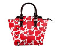 NBHDZENGW Love Heart Genuine Leather Crossbody Satin Bag With Studs And All-Over Print,Adjustable Detachable Strap, Elegant Spacious Tote Purse For Women