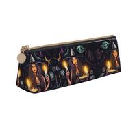 NBHDZENGW Magic Witch Witchcraft Bohemian Drawing Cute Triangle Leather Pencil Case with Smooth Zipper,Stylish Durable Pouch for School,Office,Travel-Lightweight Full Print Stationery Holder