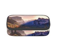NBHDZENGW Mountain At Sunset Large Capacity Oxford-Cloth Pencil Case, Full Print Stationery Pouch with Mesh Pocket Removable Divider,Multi-Compartment Zipper