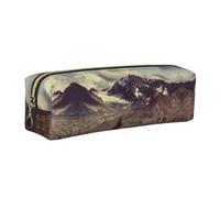 NBHDZENGW Mountains Scenery All-Over Printed Pencil Case,Cross Texture PVC Leather Pen Pouch, Lightweight Zipper Stationery Bag