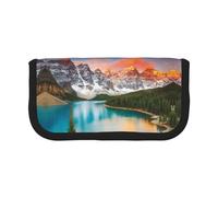 NBHDZENGW National Park Large Canvas Pencil Case Makeup Bag Organizer-Premium Zippered Pouch with Mesh Pocket,Color-Block Design (Black Trim)-School Trave Cosmetic Bag