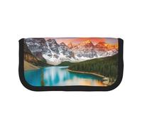 NBHDZENGW National Park Large Capacity Canvas Pencil Case,Print Black Border Contrasting Color Pencil Pouch with Double Zipper,Portable Multifunctional Stationery Bag