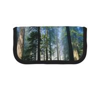 NBHDZENGW National Parks Sunshine Trees Large Capacity Canvas Pencil Case,Print Black Border Contrasting Color Pencil Pouch with Double Zipper,Portable Multifunctional Stationery Bag