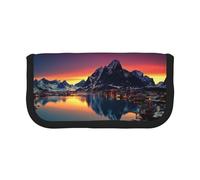 NBHDZENGW Norway Islands Large Capacity Canvas Pencil Case,Print Black Border Contrasting Color Pencil Pouch with Double Zipper,Portable Multifunctional Stationery Bag