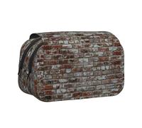 NBHDZENGW Old Brick Wall Flip Top Double Layer Pencil Case-Large Capacity Premium Polyester Fabric,Full Print Design-Ideal for School,Travel