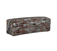 NBHDZENGW Old Brick Wall Leather Pencil Case with Smooth Zipper,Stylish Durable Zippered Pouch for School,Office,Travel-Lightweight Full Print Stationery Holder