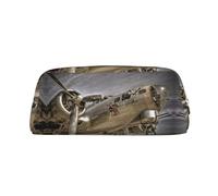 NBHDZENGW Old Plane Cute Leather Pencil Case with Smooth Zipper,Stylish Durable Pouch for School,Office,Travel-Lightweight Full Print Stationery Holder
