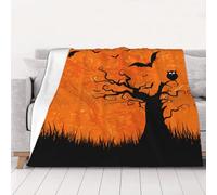 NBHDZENGW Orange Halloween Party Soft Lightweight Flannel Blanket-Single-Side Printed Anti-Pilling Flannel,Warm All-Season Throw For Bed Sofa Camping Travel