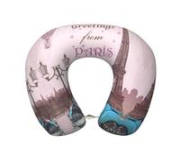 NBHDZENGW Paris Tower Luxury Old Car Memory Foam Travel Neck Pillow, Comfortable Supportive U-Shaped Pillow With Soft Plush Cover, Adjustable Buckle Removable Washable Cover