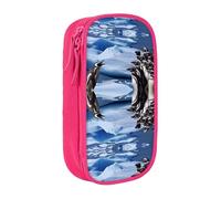 NBHDZENGW Penguin Print Large Capacity Double Layer Pencil Case,Custom Printed Durable Polyester Organizer for School, Office, Travel, Art Supplies Makeup