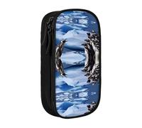 NBHDZENGW Penguin Print Large Capacity Double Layer Pencil Case,Custom Printed Durable Polyester Organizer for School, Office, Travel, Art Supplies Makeup