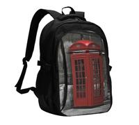 NBHDZENGW Phone Booth In London Streets Multi-Functional Travel Laptop Backpack With Usb-Charging Port, Large Capacity 12-Pocket Daypack With Anti-Theft Hidden Pocket