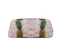 NBHDZENGW Pineapple On Beach Cute Leather Pencil Case with Smooth Zipper,Stylish Durable Pouch for School,Office,Travel-Lightweight Full Print Stationery Holder