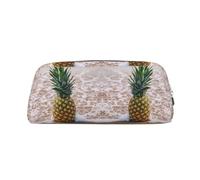 NBHDZENGW Pineapple On Beach Cute Leather Pencil Case with Smooth Zipper,Stylish Durable Pouch for School,Office,Travel-Lightweight Full Print Stationery Holder