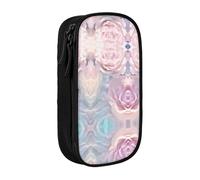 NBHDZENGW Pinkish Flowers Large Capacity Double Layer Pencil Case,Custom Printed Durable Polyester Organizer for School, Office, Travel, Art Supplies Makeup