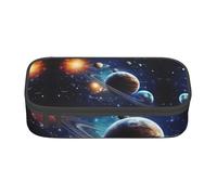 NBHDZENGW Planets Stars and Milky Way Galaxy Large Capacity Pencil Case,Multi-Compartment Stationery Toiletry Bag for School,Office,Travel-Durable Polyester (Stylish Printed Design)