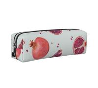NBHDZENGW Pomegranate Pattern All-Over Printed Pencil Case,Cross Texture PVC Leather Pen Pouch, Lightweight Zipper Stationery Bag