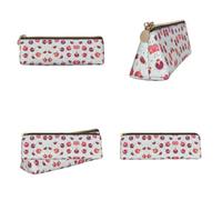 NBHDZENGW Pomegranate Pattern Triangular Leather Pencil Case, Full Print Cross Grain PVC Pen Pouch Portable Lightweight Multi-Purpose Storage Bag