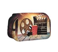 NBHDZENGW Popcorn and Film Equipment Flip Top Double Layer Pencil Case-Large Capacity Premium Polyester Fabric,Full Print Design-Ideal for School,Travel