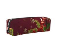 NBHDZENGW Present Box All-Over Printed Pencil Case,Cross Texture PVC Leather Pen Pouch, Lightweight Zipper Stationery Bag