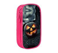 NBHDZENGW Pumpkin Lantern Large Capacity Double Layer Pencil Case,Custom Printed Durable Polyester Organizer for School, Office, Travel, Art Supplies Makeup