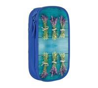 NBHDZENGW Purple Flowers Bouquets Large Capacity Double Layer Pencil Case,Custom Printed Durable Polyester Organizer for School, Office, Travel, Art Supplies Makeup