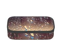 NBHDZENGW Rain Drops On Glass Large Capacity Pencil Case,Multi-Compartment Stationery Toiletry Bag for School,Office,Travel-Durable Polyester (Stylish Printed Design)