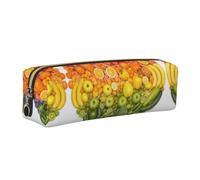 NBHDZENGW Rainbow Fruit All-Over Printed Pencil Case,Cross Texture PVC Leather Pen Pouch, Lightweight Zipper Stationery Bag