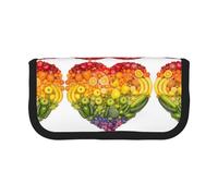 NBHDZENGW Rainbow Fruit Large Canvas Pencil Case Makeup Bag Organizer-Premium Zippered Pouch with Mesh Pocket,Color-Block Design (Black Trim)-School Trave Cosmetic Bag