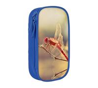 NBHDZENGW Red Dragonfly Large Capacity Double Layer Pencil Case,Custom Printed Durable Polyester Organizer for School, Office, Travel, Art Supplies Makeup