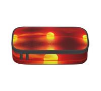 NBHDZENGW Red Sunrise Large Capacity Pencil Case,Multi-Compartment Stationery Toiletry Bag for School,Office,Travel-Durable Polyester (Stylish Printed Design)