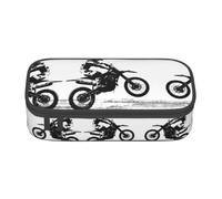 NBHDZENGW Rider Racing Car Large Capacity Oxford-Cloth Pencil Case, Full Print Stationery Pouch with Mesh Pocket Removable Divider,Multi-Compartment Zipper