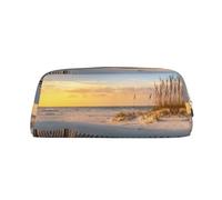 NBHDZENGW Sand Dunes Cute Leather Pencil Case with Smooth Zipper,Stylish Durable Pouch for School,Office,Travel-Lightweight Full Print Stationery Holder
