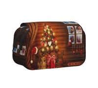 NBHDZENGW Santa Outside The Window Flip Top Double Layer Pencil Case-Large Capacity Premium Polyester Fabric,Full Print Design-Ideal for School,Travel