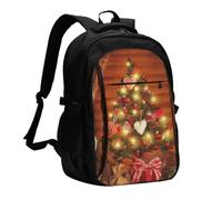 NBHDZENGW Santa Outside The Window Multi-Functional Travel Laptop Backpack With Usb-Charging Port, Large Capacity 12-Pocket Daypack With Anti-Theft Hidden Pocket
