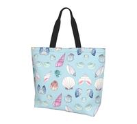 NBHDZENGW Sea Shell Large Tote Bag For Women, Print Water-Resistant Polyester Shopper Bag With Single Shoulder Strap,Spacious Lightweight Everyday Tote