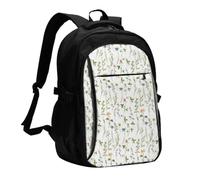 NBHDZENGW Season Watercolors Of Herbs Flowers Multi-Functional Travel Laptop Backpack With Usb-Charging Port, Large Capacity 12-Pocket Daypack With Anti-Theft Hidden Pocket