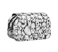 NBHDZENGW Skull Texture Flip Top Double Layer Pencil Case-Large Capacity Premium Polyester Fabric,Full Print Design-Ideal for School,Travel