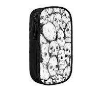 NBHDZENGW Skull Texture Large Capacity Double Layer Pencil Case,Custom Printed Durable Polyester Organizer for School, Office, Travel, Art Supplies Makeup