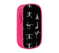 NBHDZENGW Skull Yoga Large Capacity Double Layer Pencil Case,Custom Printed Durable Polyester Organizer for School, Office, Travel, Art Supplies Makeup