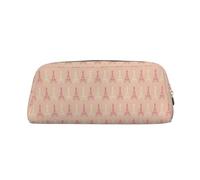NBHDZENGW Soft Colors Eiffel Tower Pattern France Cute Leather Pencil Case with Smooth Zipper,Stylish Durable Pouch for School,Office,Travel-Lightweight Full Print Stationery Holder