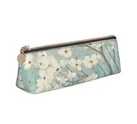 NBHDZENGW Spring Flower Blossoms Cute Triangle Leather Pencil Case with Smooth Zipper,Stylish Durable Pouch for School,Office,Travel-Lightweight Full Print Stationery Holder