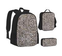 NBHDZENGW Stones All Over The Ground 3pcs Printed Backpack Set, 600d Oxford-Cloth Laptop Backpack with Insulated Lunch Bag Pencil Case,Adjustable Multifunctional School Travel Bag