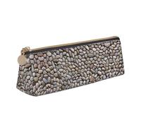 NBHDZENGW Stones All Over The Ground Cute Triangle Leather Pencil Case with Smooth Zipper,Stylish Durable Pouch for School,Office,Travel-Lightweight Full Print Stationery Holder