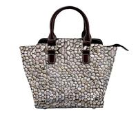 NBHDZENGW Stones All Over The Ground Genuine Leather Crossbody Satin Bag With Studs And All-Over Print,Adjustable Detachable Strap, Elegant Spacious Tote Purse For Women