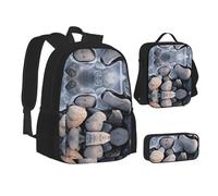 NBHDZENGW Stones Under Ice 3pcs Printed Backpack Set, 600d Oxford-Cloth Laptop Backpack with Insulated Lunch Bag Pencil Case,Adjustable Multifunctional School Travel Bag