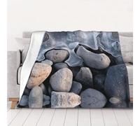 NBHDZENGW Stones Under Ice Soft Lightweight Flannel Blanket-Single-Side Printed Anti-Pilling Flannel,Warm All-Season Throw For Bed Sofa Camping Travel
