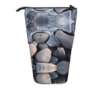 NBHDZENGW Stones Under Ice Vertical Expandable Pencil Case with Print,Durable Oxford-Fabric,Adjustable Height (10.5cm to 18cm),3 Inner Slots for School Office Travel